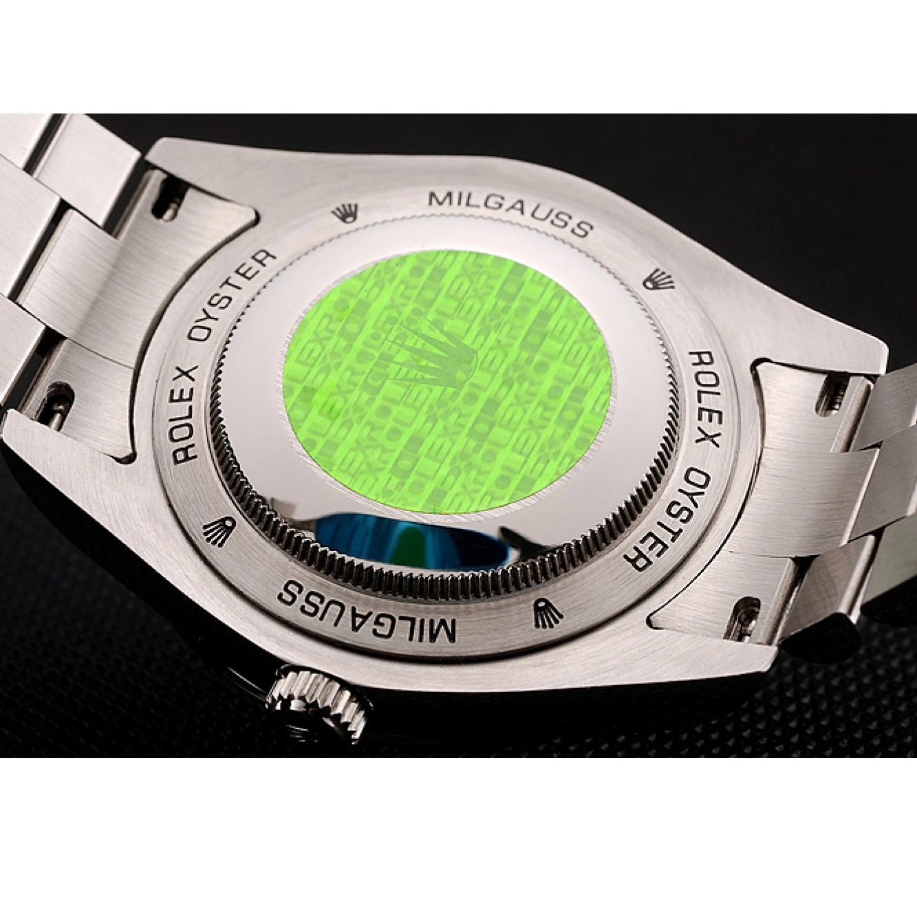 MiroTime 0825 Swiss Rolex Day-Date Black Dial Diamond Case Diamond Numerals Stainless Steel Bracelet 1453966
